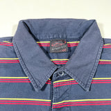 Vintage Y2K Vans Navy Red Yellow Striped Embroidered Polo Shirt