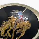 Vintage 70's Native American Rider German Silver Belt Buckle