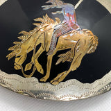 Vintage 70's Native American Rider German Silver Belt Buckle