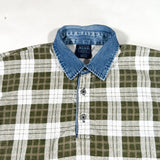 Vintage 90's Structure Blue Plaid Denim Collar Pullover Shirt