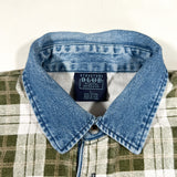 Vintage 90's Structure Blue Plaid Denim Collar Pullover Shirt