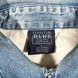Vintage 90's Structure Blue Plaid Denim Collar Pullover Shirt