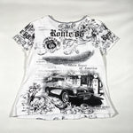 Modern Y2K Route 66 Bedazzled Grunge T-Shirt