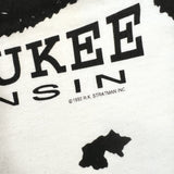 Vintage 1993 Harley-Davidson Moo-Waukee Wisconsin AOP Cow Print T-Shirt