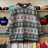 Vintage 80's Floral Grandma Striped Cotton Crewneck Sweater