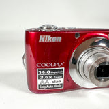 Modern 2011 Nikon COOLPIX L24 Red 14MP 3.6x Zoom Digital Camera