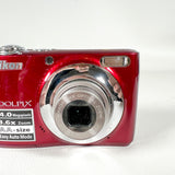 Modern 2011 Nikon COOLPIX L24 Red 14MP 3.6x Zoom Digital Camera
