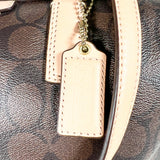 Modern 2014 Coach Signature Stripe Nancy F30662 Brown Satchel Bag