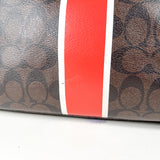 Modern 2014 Coach Signature Stripe Nancy F30662 Brown Satchel Bag