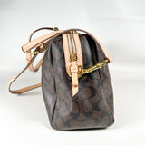 Modern 2014 Coach Signature Stripe Nancy F30662 Brown Satchel Bag
