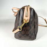Modern 2014 Coach Signature Stripe Nancy F30662 Brown Satchel Bag