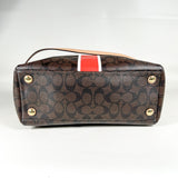 Modern 2014 Coach Signature Stripe Nancy F30662 Brown Satchel Bag