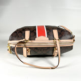 Modern 2014 Coach Signature Stripe Nancy F30662 Brown Satchel Bag