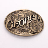 Vintage 90's Georgia State Seal Solid Brass Belt Buckle
