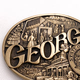 Vintage 90's Georgia State Seal Solid Brass Belt Buckle