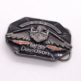 Vintage 1990 Harley Davidson Eagle Black Enamel USA Belt Buckle