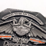 Vintage 1990 Harley Davidson Eagle Black Enamel USA Belt Buckle