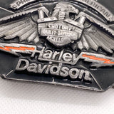 Vintage 1990 Harley Davidson Eagle Black Enamel USA Belt Buckle