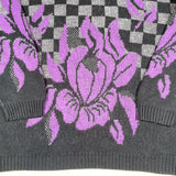 Vintage 80's Spunky Floral Checkered Crewneck Sweater