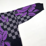 Vintage 80's Spunky Floral Checkered Crewneck Sweater