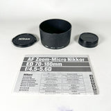 Vintage Nikon AF Zoom-Micro Nikkor ED 70-180mm f/4.5-5.6D Camera Lens