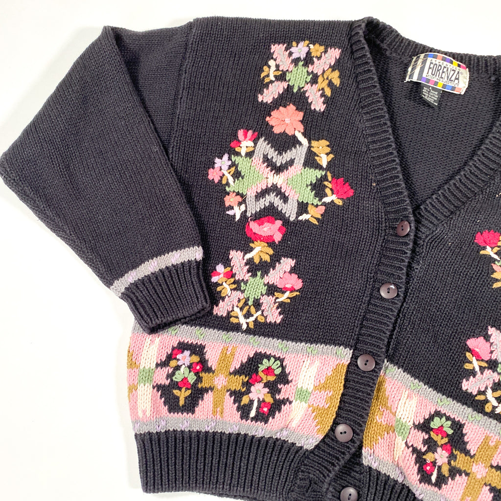 Vintage 80's Forenza Floral Knit Cardigan Sweater – CobbleStore