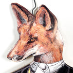 Vintage 80's Stupell Hand-Painted Fox Dapper Gentleman Hanger