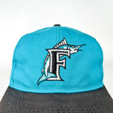 Vintage 90s Florida Marlins Teal Black Snapback Hat