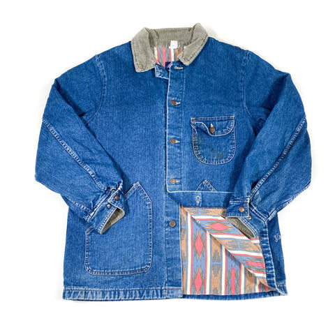 Vintage 80's Dickies Aztec Lined Denim Chore Jacket