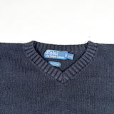 Vintage 90s Polo Ralph Lauren Black Cotton V-Neck Sweater