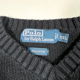 Vintage 90s Polo Ralph Lauren Black Cotton V-Neck Sweater