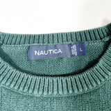 Vintage Y2K Nautica Forest Green Striped Crewneck Sweater