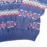 Vintage 90s Eddie Bauer Blue Fair Isle Chunky Knit Sweater