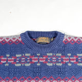 Vintage 90s Eddie Bauer Blue Fair Isle Chunky Knit Sweater