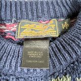 Vintage 90s Eddie Bauer Blue Fair Isle Chunky Knit Sweater