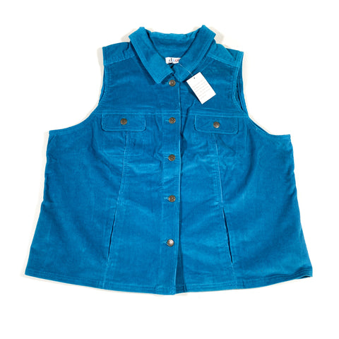 Vintage Y2K Denim & Co. Sleeveless Corduroy Button Up Vest