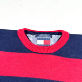 Vintage 90s Tommy Hilfiger Red Navy Striped Cotton Sweater
