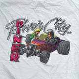 Vintage 90s River City Diner Hot Rod Graphic White T-Shirt