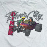 Vintage 90s River City Diner Hot Rod Graphic White T-Shirt