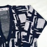 Title: Vintage 90s Front Line Black White Abstract Geometric Knit Cardigan