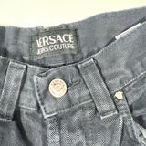 Vintage 90s Italian Designer Black Denim Straight Leg Jeans