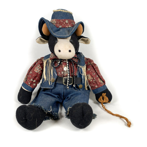 Vintage 90's Cow Boy Plush Stuffed Animal
