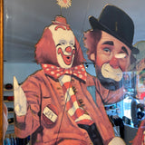 Vintage 80's Chuck Oberstein Clown Collage Large Mirror