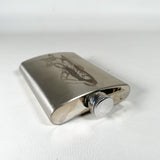 Vintage 90s Pin-Up Girl Punisher Skull Engraved 8 oz Stainless Steel Flask