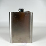 Vintage 90s Pin-Up Girl Punisher Skull Engraved 8 oz Stainless Steel Flask