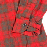 Vintage 70's Pendleton Loop Collar Red Plaid Wool Flannel Shirt