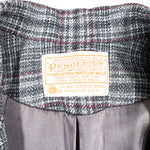 Vintage 80's Pendleton Gray Plaid Virgin Wool Blazer Jacket