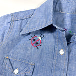 Vintage 80's Embroidered Chambray Western Shirt