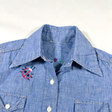 Vintage 80's Embroidered Chambray Western Shirt