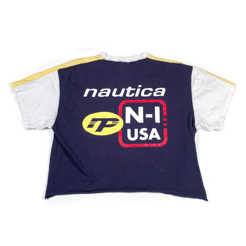 Vintage 90's Nautica Cropped Color Block T-Shirt